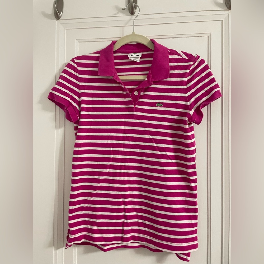 Lacoste polo shirt , pink/white stripe